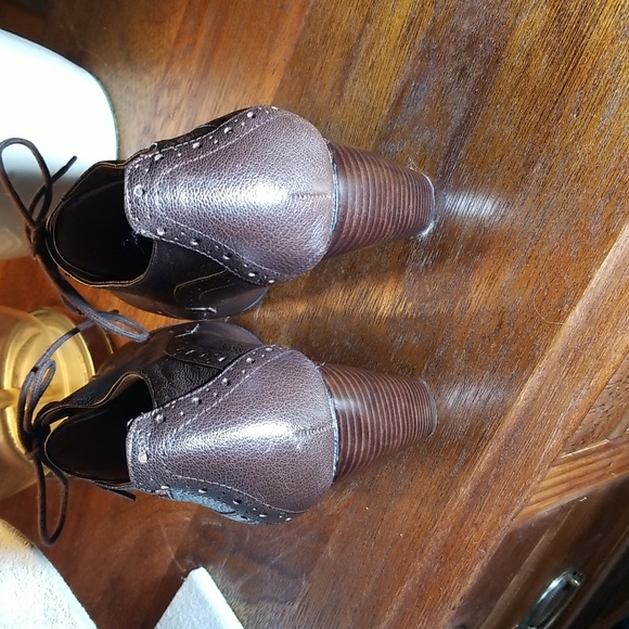 Nine West Brown Leather Wedge Ankle Boots. Size 10M - Picture 3 of 9